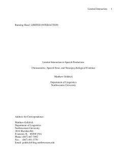 Limited Interaction 1 Running Head: LIMITED INTERACTION