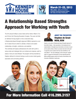 A Relationship Based Strengths Approach for Working with Youth