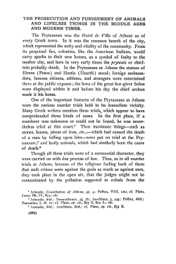 The Prosecution and Punishment of Animals and Lifeless Things in