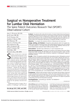 SPORT paper on lumbar disk herniation - URMC