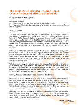 The Business of Belaying - A High Ropes Course Analogy of