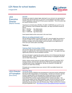 LEA News for school leaders - Lutheran Education Australia