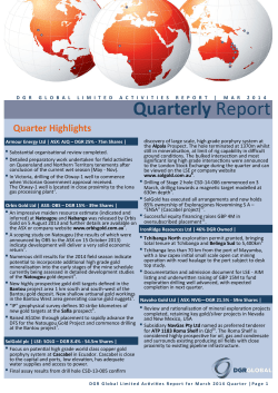 March Quarter 2014 &ndash; Activities Report