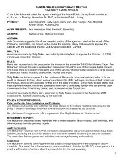 1 AUSTIN PUBLIC LIBRARY BOARD MEETING November 14, 2016