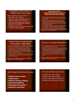 Therapeutic Humor Skills for a Healthy Work