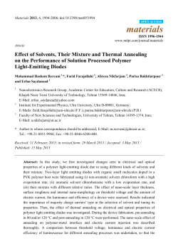 Effect of Solvents, Their Mixture and Thermal Annealing on the