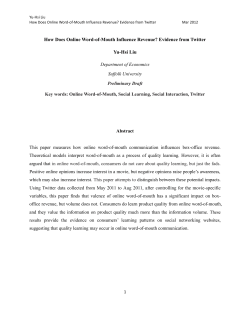 How Does Online Word-of-Mouth Influence Revenue? Evidence