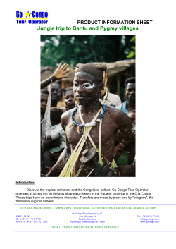 PRODUCT INFORMATION SHEET Jungle trip to Bantu
