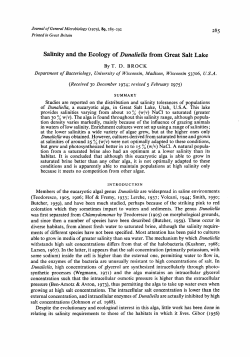 Salinity and the Ecology of Dunaliella from Great Salt Lake