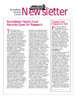 Newsletter 2001 - The Rockefeller Archive Center