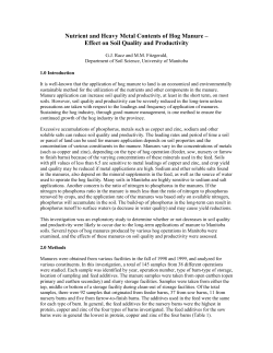 Nutrient and Heavy Metal Contents of Hog Manure – Effect on Soil