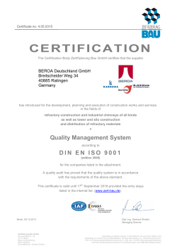 certification - BEROA Deutschland GmbH