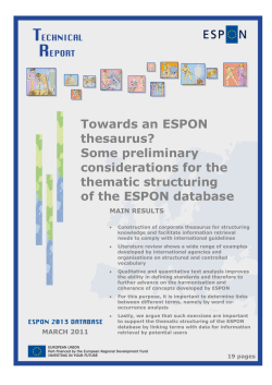 Towards an ESPON thesaurus? Some preliminary considerations