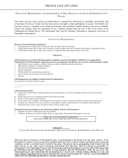 Indemnification Waiver - French Lick Zip Lines