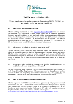 Feed Marketing - Department of Agriculture