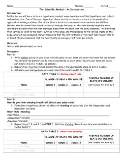 DATA TABLE 1: Resting Heart rate Hypothesis Independent Variab