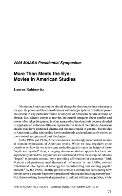 More Than Meets the Eye: Movies in American Studies