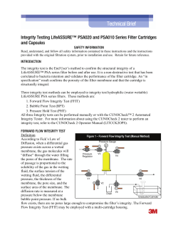 Integrity Testing PSA020 and PSA010 Grade Filter Cartridges and