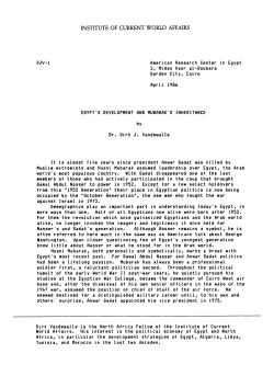 Egypt`s Development and Mubarak`s Inheritance