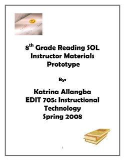 8 Grade Reading SOL Instructor Materials Prototype Katrina