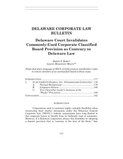 DELAWARE CORPORATE LAW BULLETIN Delaware Court