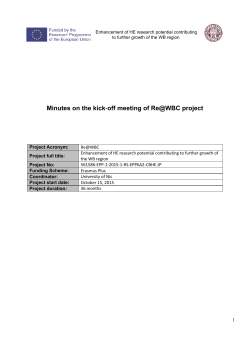 Minutes on the kick‐off meeting of Re@WBC project