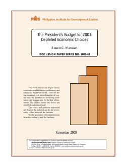 The President`s Budget for 2001: Depleted Economic Choices