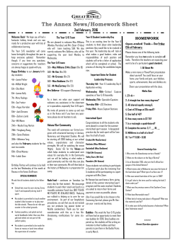 The Annex News/Homework Sheet