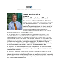 Sean J. Morrison, Ph.D. - International Society for Stem Cell Research