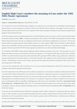 English High Court considers the meaning of Loss under the 1992