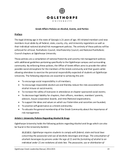 Greek Affairs Policies on Alcohol, Events, and Parties Preface The
