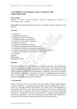 Catchment Water Balance, Climate and Groundwater