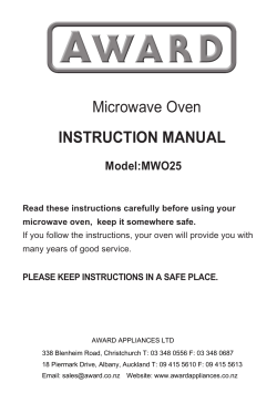 INSTRUCTION MANUAL Microwave Oven