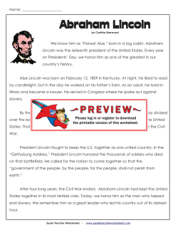 Page 1 Name: by Cynthia Sherwood We know him as &ldquo;Honest Abe