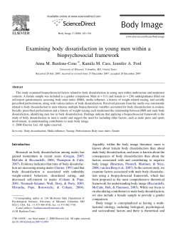 Examining body dissatisfaction in young men within a