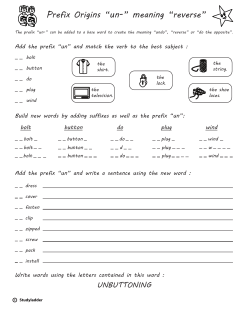 Prefix Origins un- meaning reverse Year 4