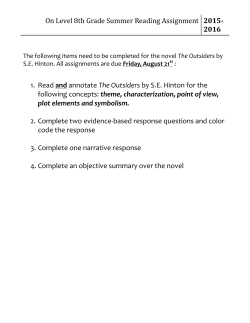 On Level 8th Grade Summer Reading Assignment