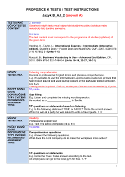 PROPOZICE K TESTU / TEST INSTRUCTIONS Jazyk B_AJ_2