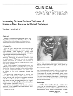 CLINICAL Increasing Occlusal Surface Thickness of Stainless Steel