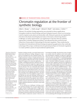 Chromatin regulation at the frontier of synthetic - Collins Lab