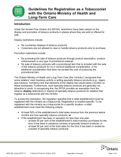 Guidelines for Registration as a Tobacconist with the