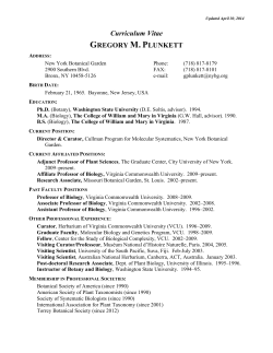 Plunkett CV - New York Botanical Garden