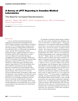 A Survey of aPTT Reporting in Canadian Medical Laboratories The