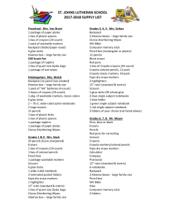 2017-2018 St. Johns supply list - St. John`s Lutheran School