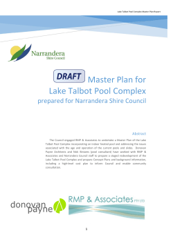 Draft Master Plan Lake Talbot Pool Complex