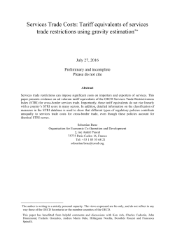 Services Trade Costs: Tariff equivalents of services trade restrictions