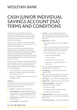 Junior ISA Terms and Conditions