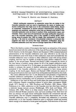 SOURCE CHARACTERISTICS OF HYPOTHETICAL SUBDUCTION