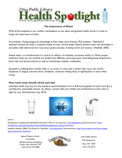 The Importance of Water January 20, 2011