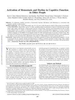 Activation of Hemostasis and Decline in Cognitive Function in Older